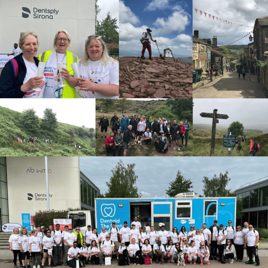 Charity walkers, rural UK, team building, community event.