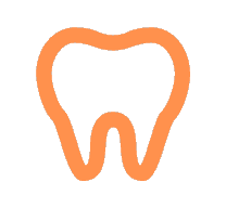 Orange tooth icon on black background. Designed for dental professionals