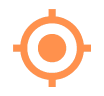 Orange target icon on black. Position implants background. Position implants