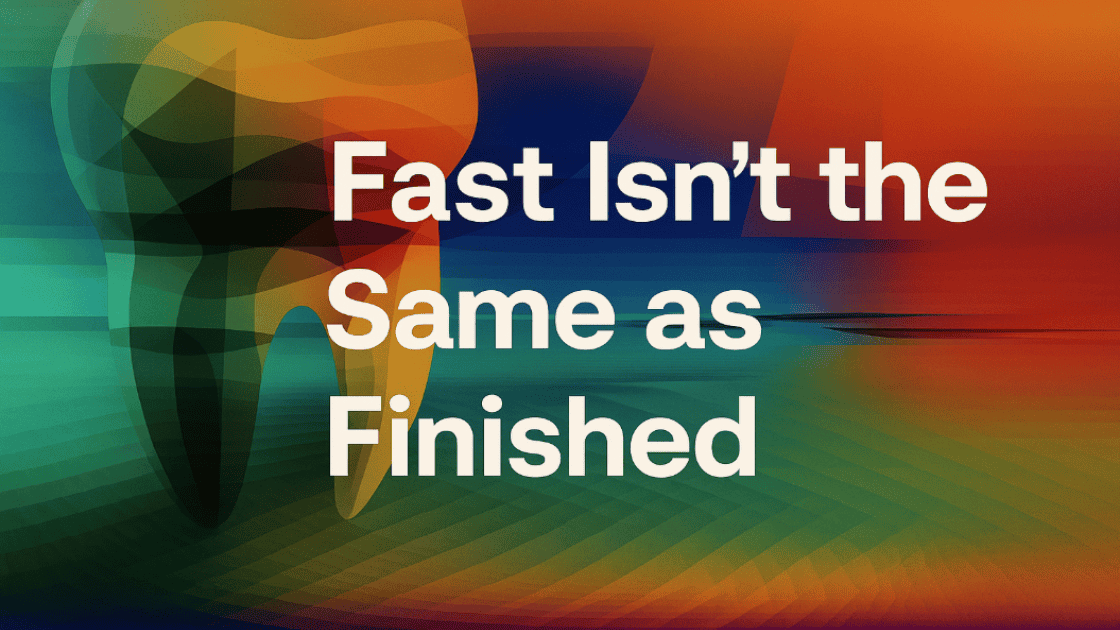 Abstract background with text: Fast Isn't Finished