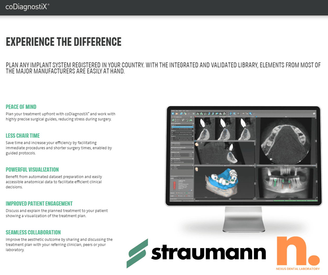 Dental implant planning software interface displayed on monitor.